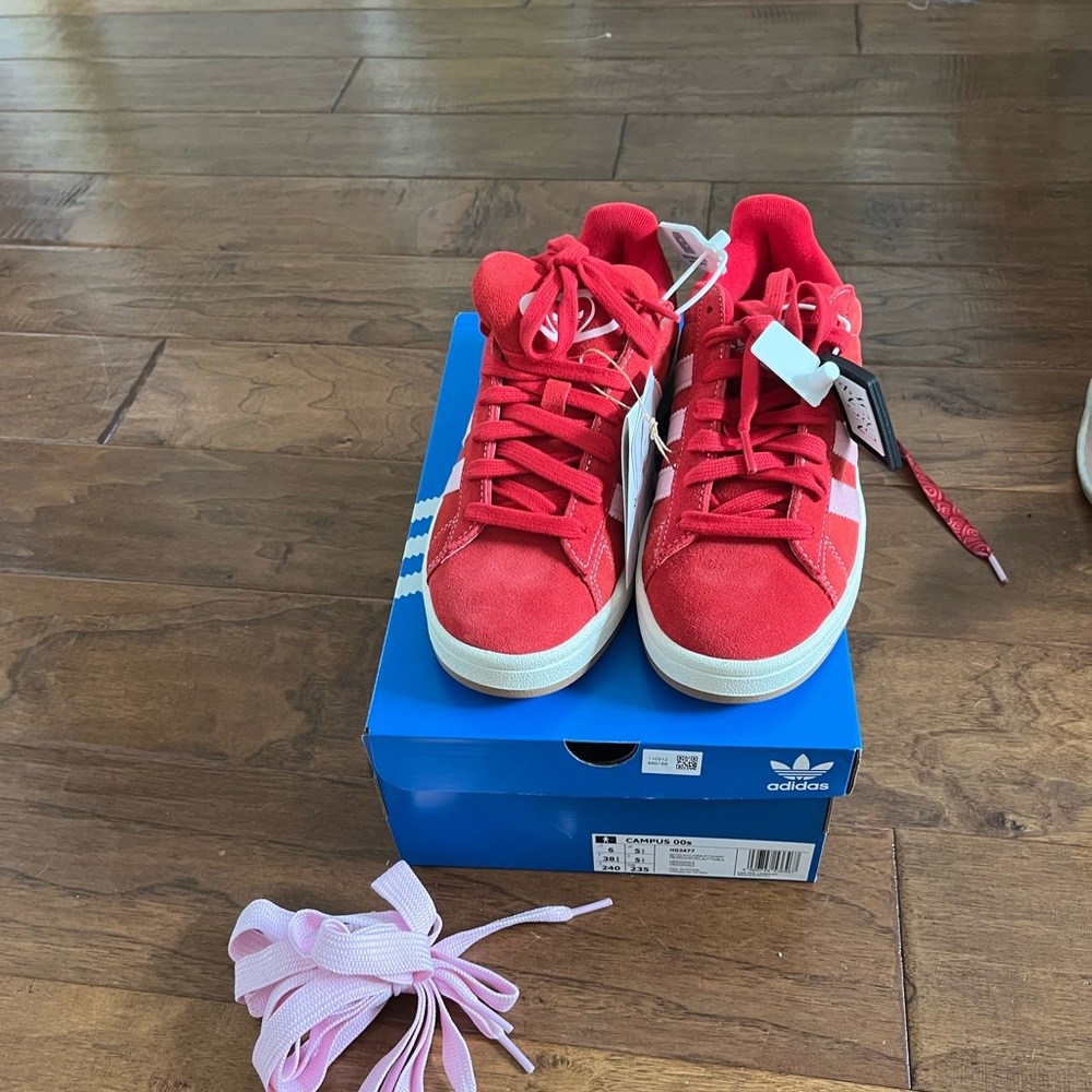 BRAND NEW Red and pink Adidas Campus 00s